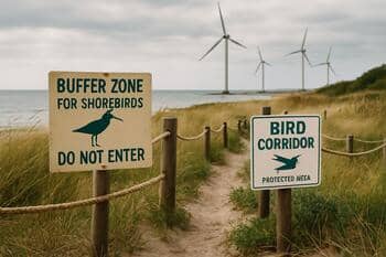 Kıyı kuşları koridoru için işaretlenmiş tampon bölge