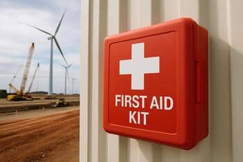 İlk yardım çantası; saha konteyneri yanında
