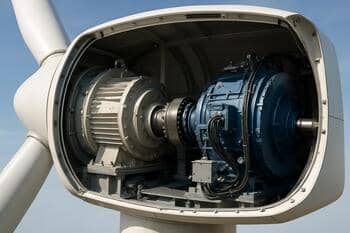 Açık nacelle içi: jeneratör ve dişli kutusu