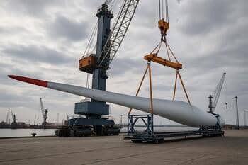 Liman sahasında ağır kaldırma vinci; kanat paleti yüklemesi