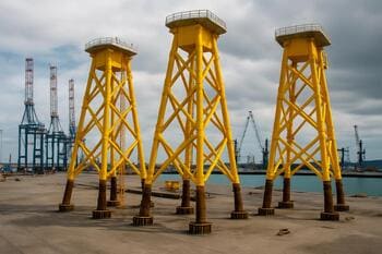 Açık deniz montaj sahası; kafes tipi temeller
