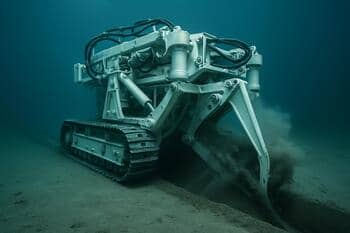 Deniz tabanında kablo gömme pulluğu; iz halinde hareket