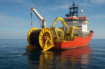 Kablo döşeme gemisi; kıçtan salınan kablo tamburu