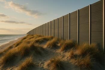 Kumul seti arkasında gürültü bariyeri; kıyı hattı boyunca