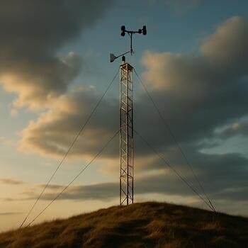 Meteoroloji ölçüm direği, yön gülü sensörleriyle