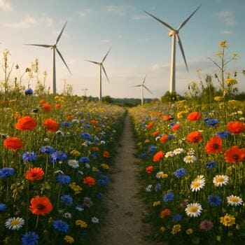 Türbin sahasında yabani çiçek koridoru, tozlayıcılar için