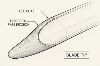 Kanat ucunda yağmur erozyonu izleri; jel kaplama detayı