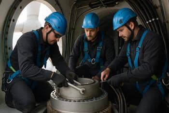 Bakım ekibi; türbin gövdesinde günlük işler