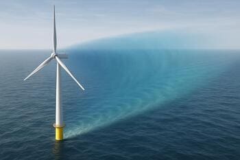 Wake etkisini gösteren şematik: arka tarafta hız düşümü