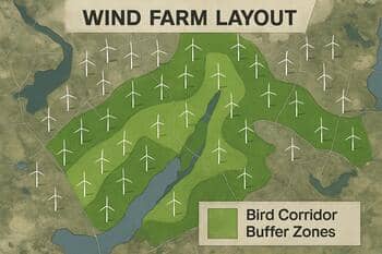 Kuş koridoru haritası; tampon zonların işareti