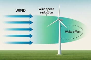 Wake etkisini gösteren çizim; arkada hız kaybı
