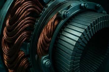 Jeneratör statoru; sargılar yakın plan